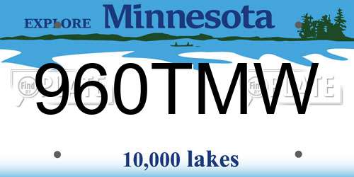 960TMW Minnesota License Plate