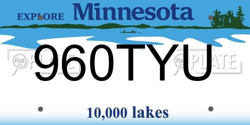 960TYU Minnesota License Plate