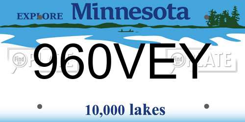 960VEY Minnesota License Plate