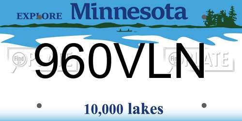 960VLN Minnesota License Plate