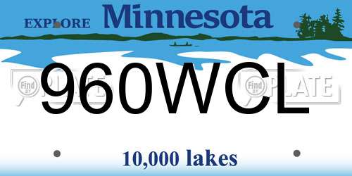 960WCL Minnesota License Plate