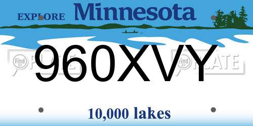 960XVY Minnesota License Plate