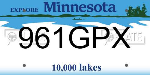 961GPX Minnesota License Plate