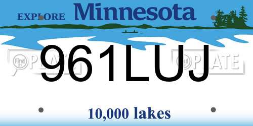 961LUJ Minnesota License Plate