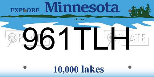 961TLH Minnesota License Plate