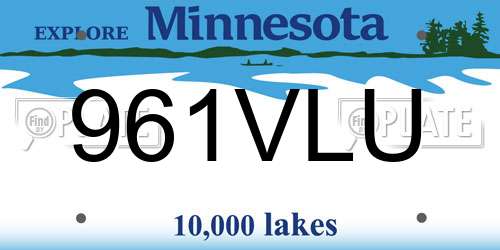 961VLU Minnesota License Plate