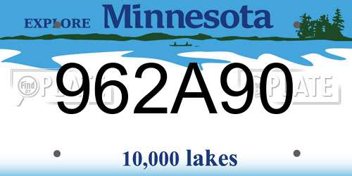 962A90 Minnesota License Plate