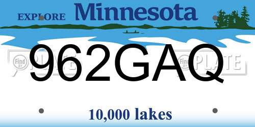 962GAQ Minnesota License Plate
