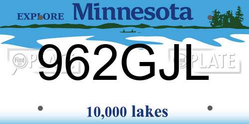 962GJL Minnesota License Plate