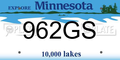 962GS Minnesota License Plate