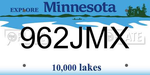 962JMX Minnesota License Plate