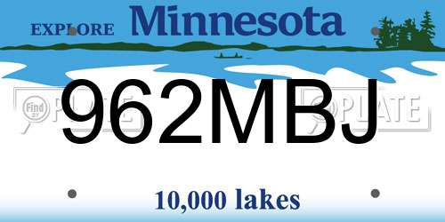 962MBJ Minnesota License Plate