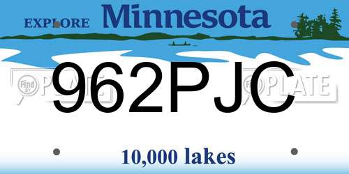 962PJC Minnesota License Plate