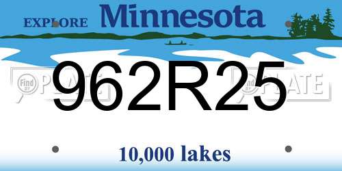 962R25 Minnesota License Plate