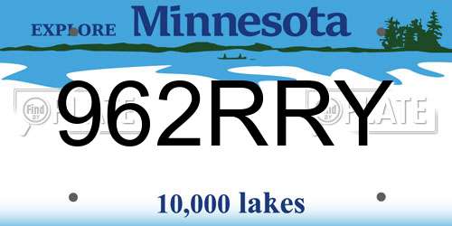 962RRY Minnesota License Plate