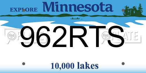 962RTS Minnesota License Plate