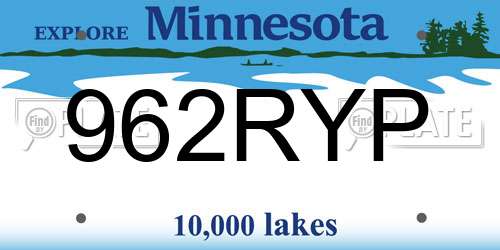 962RYP Minnesota License Plate