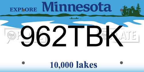 962TBK Minnesota License Plate