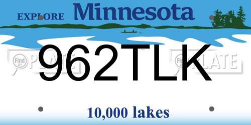 962TLK Minnesota License Plate