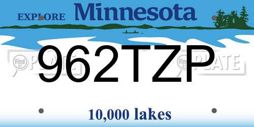 962TZP Minnesota License Plate