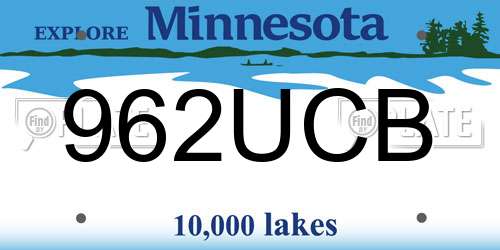 962UCB Minnesota License Plate