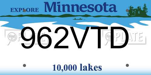 962VTD Minnesota License Plate