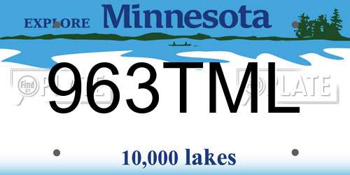 963TML Minnesota License Plate