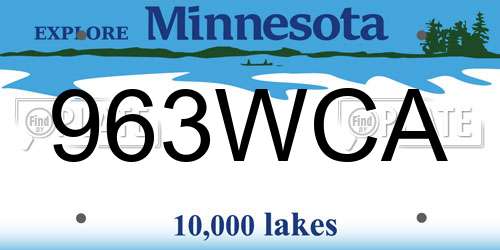963WCA Minnesota License Plate