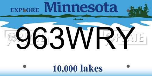 963WRY Minnesota License Plate