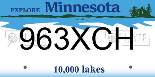 963XCH Minnesota License Plate