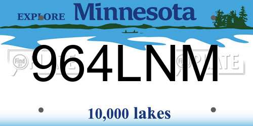 964LNM Minnesota License Plate