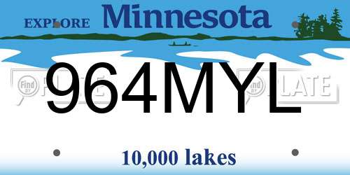 964MYL Minnesota License Plate