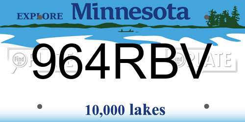 964RBV Minnesota License Plate