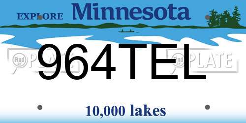 964TEL Minnesota License Plate