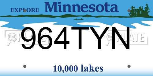 964TYN Minnesota License Plate