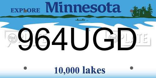 964UGD Minnesota License Plate