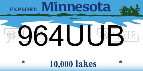 964UUB Minnesota License Plate