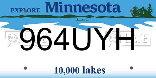 964UYH Minnesota License Plate