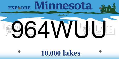964WUU Minnesota License Plate