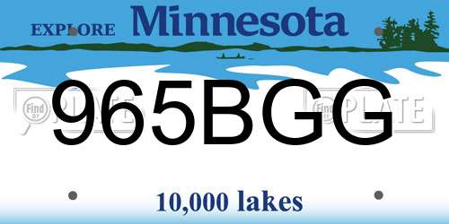 965BGG Minnesota License Plate