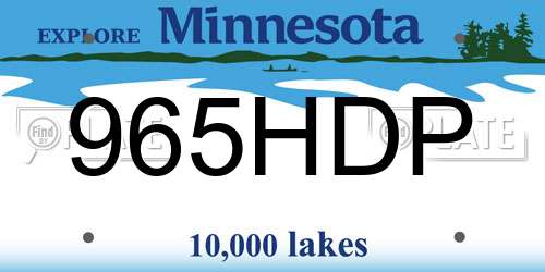 965HDP Minnesota License Plate