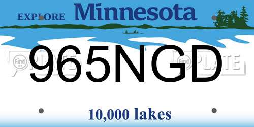 965NGD Minnesota License Plate