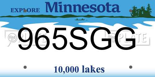965SGG Minnesota License Plate