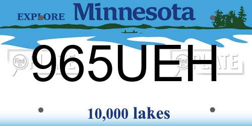 965UEH Minnesota License Plate