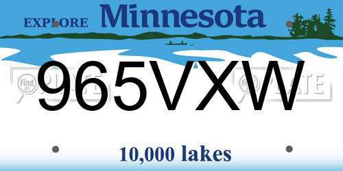 965VXW Minnesota License Plate