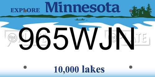 965WJN Minnesota License Plate