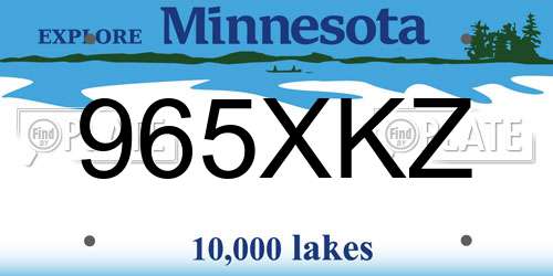 965XKZ Minnesota License Plate