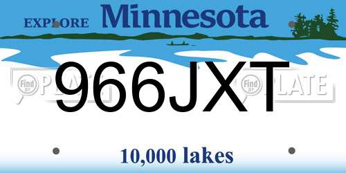 966JXT Minnesota License Plate