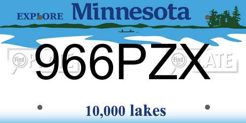 966PZX Minnesota License Plate