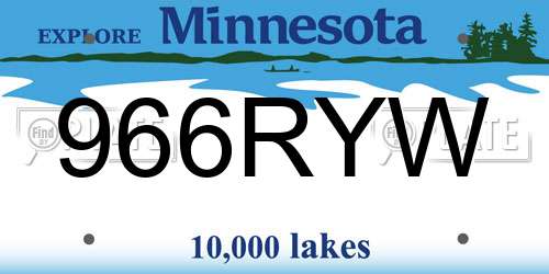 966RYW Minnesota License Plate